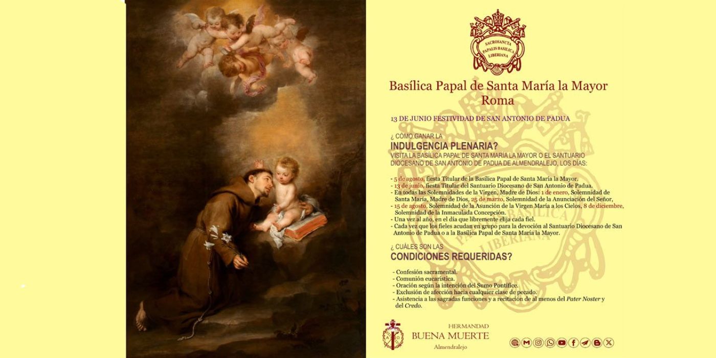 Los fieles podrán obtener indulgencia plenaria en la festividad de San Antonio de Padua